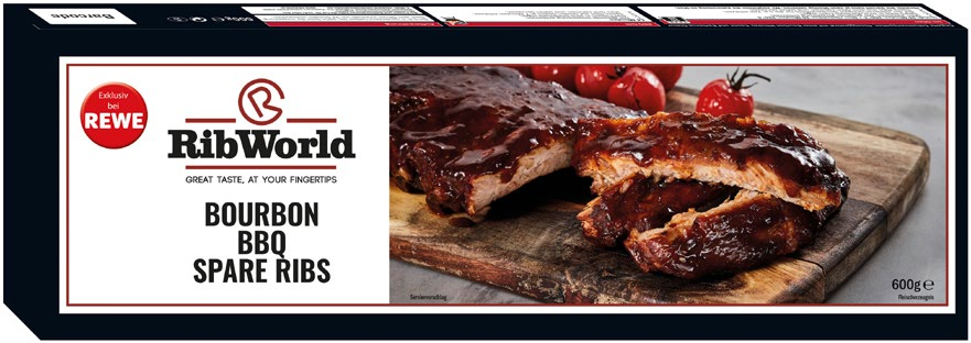 Bourbon BBQ Spare Ribs von RibWorld im aktuellen REWE Prospekt für 7,49 €
